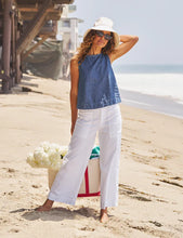 Shell Tank- Distressed Indigo Washed Denim