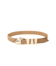 Modern Western Belt in Shiitake Suede- Shiitake Suede w/ Gold Hardware