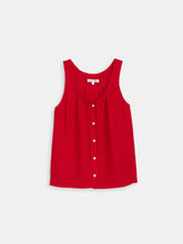 Sidney Top in Linen- Crimson
