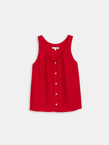 Sidney Top in Linen- Crimson