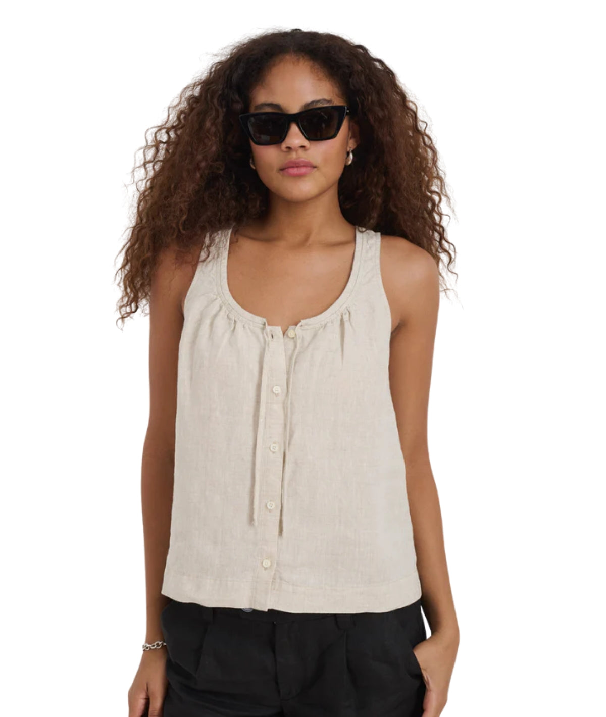 Sidney Top in Linen- Flax