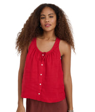 Sidney Top in Linen- Crimson