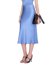 Bar Silk Skirt- Storm Blue