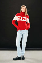 Ski Roll Collar- Red/ Cream