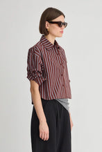 Cropped Isolde Button Down- Spice Multi Stripe