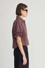 Cropped Isolde Button Down- Spice Multi Stripe