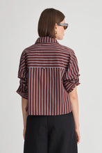 Cropped Isolde Button Down- Spice Multi Stripe