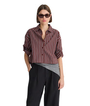 Cropped Isolde Button Down- Spice Multi Stripe