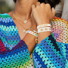 White with Gold Starts Beaded Bracelet
