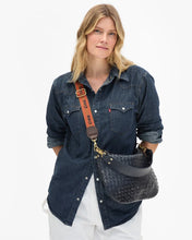 Adjustable Crossbody Strap- Ciao w/ Double Stripe Tan/Navy