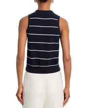 Sloane Knit Collared Top- Marine/ Porcelain