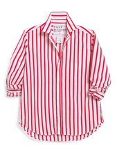 Eileen Relaxed Button- Up Shirt- White/ Red Stripe