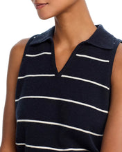 Sloane Knit Collared Top- Marine/ Porcelain