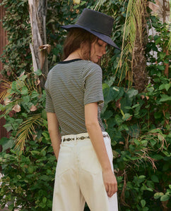 The Baseline Henley- Black & Cream Stripe