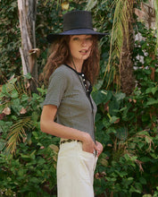 The Baseline Henley- Black & Cream Stripe