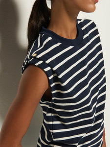 Marina Muscle Tee W/ Shoulder- Playa Stripe