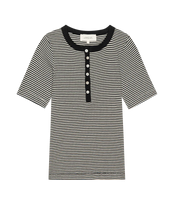 The Baseline Henley- Black & Cream Stripe