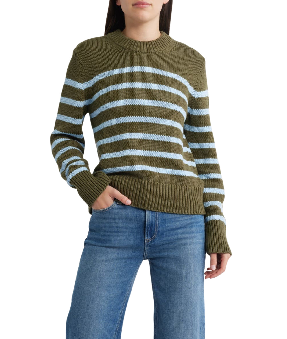 Alise Sweater- Olive Sky Stripe
