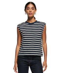 Marina Muscle Tee W/ Shoulder- Playa Stripe