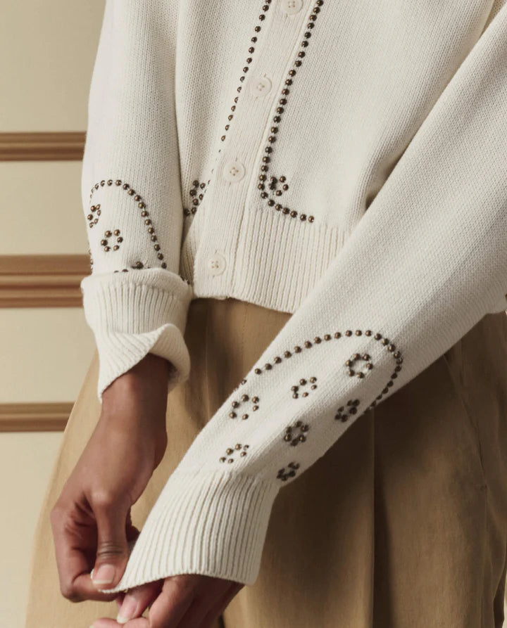 The Studded Cardigan- Natural