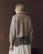 The Crochet Collar Pullover- Oat W/ Brown