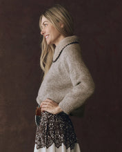 The Crochet Collar Pullover- Oat W/ Brown