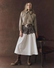 The Crochet Collar Pullover- Oat W/ Brown