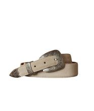 The Western Narrow Belt- Cream W/ Silver