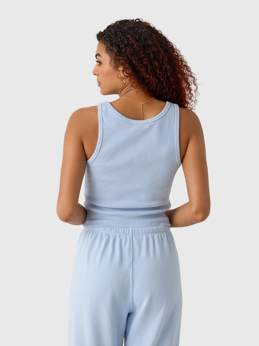 Blondie Structured Rib Bra Friendly Tank- Powder Blue