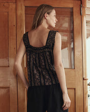 The Victorian Pleat Tank- Black & Cream Token Floral