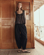 The Victorian Pleat Tank- Black & Cream Token Floral