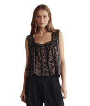 The Victorian Pleat Tank- Black & Cream Token Floral