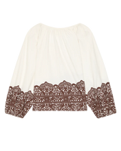 The Chariot Top- Cream W/ Western Lace Print
