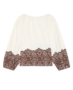 The Chariot Top- Cream W/ Western Lace Print