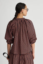 Ferooza Shirred Top- Foulard Red Fourd