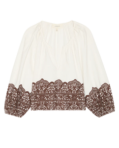 The Chariot Top- Cream W/ Western Lace Print