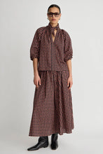 Ferooza Shirred Top- Foulard Red Fourd