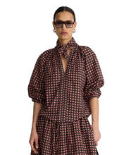 Ferooza Shirred Top- Foulard Red Fourd