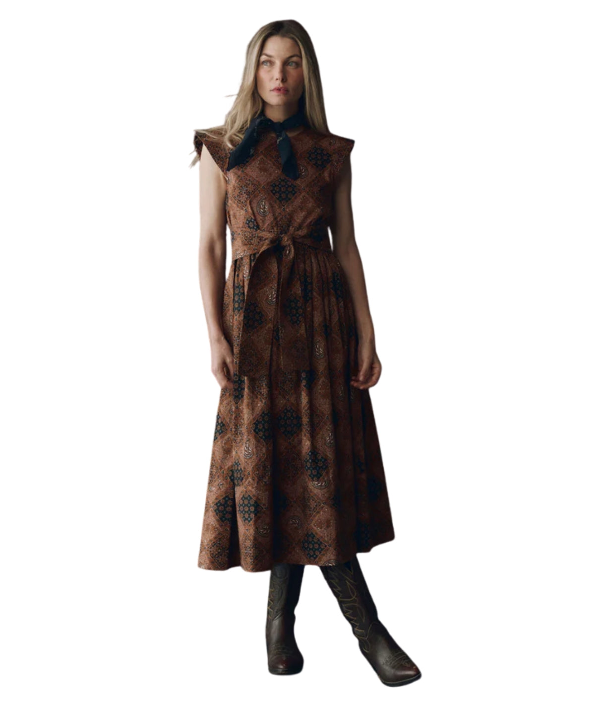 The Tulsa Dress- Geo Bandana Print