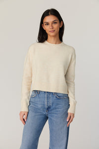 Kesia Crew Neck Cropped Jumper- Light Oatmeal