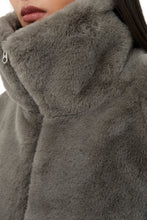 Buona Faux Fur Zip Thru Jacket- Warm Graphite