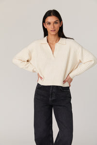 Vhari Collar Long Sleeve Jumper- Oatmeal