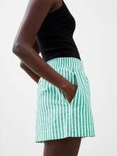 Stripe Shirting Shorts- Jelly Bean/ Linen White