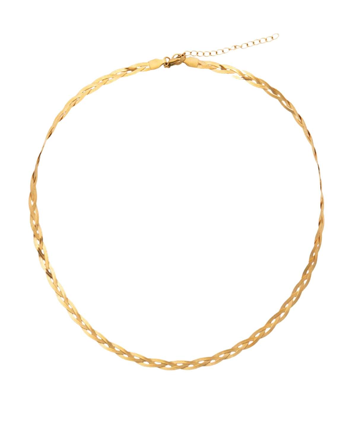 Vesna Braided Herringbone Chain Necklace- Gold