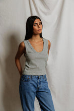 Vicky Stripe Hemp Milk Cotton Tank- Natural/ Black Stripe