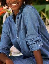 Ruffle Mary Classic Shirtdress- Vintage Stonewashed Indigo