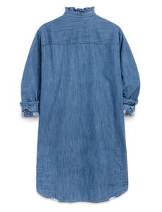 Ruffle Mary Classic Shirtdress- Vintage Stonewashed Indigo