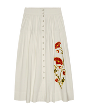The Western Embroidered Highland Skirt- Cream W/ Chambray Mix Multi