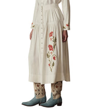 The Western Embroidered Highland Skirt- Cream W/ Chambray Mix Multi