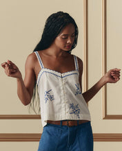 The Weekend Tank w/ Hanky Embroidery-  Cream